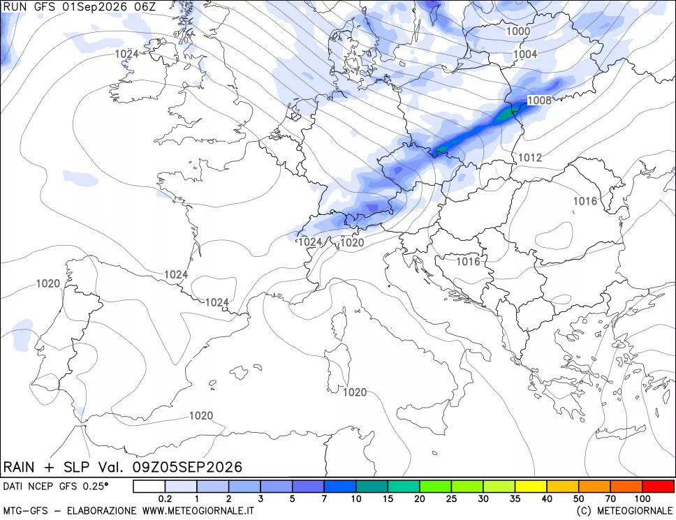 mappa Precipitazioni e pressione SLM