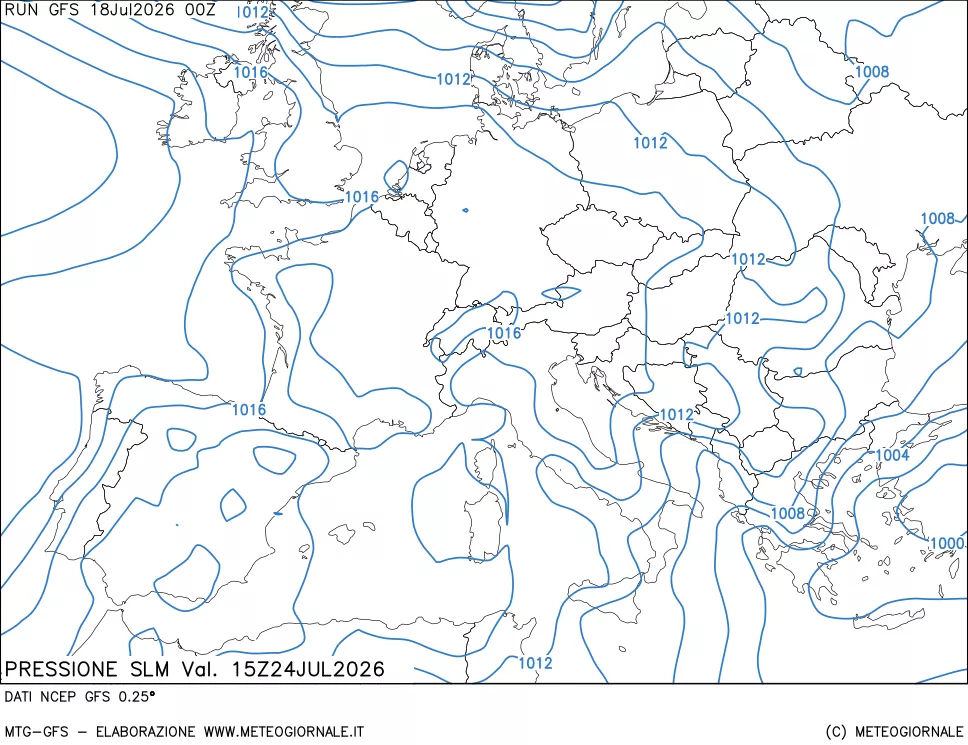 mappa Pressione sul livello del mare