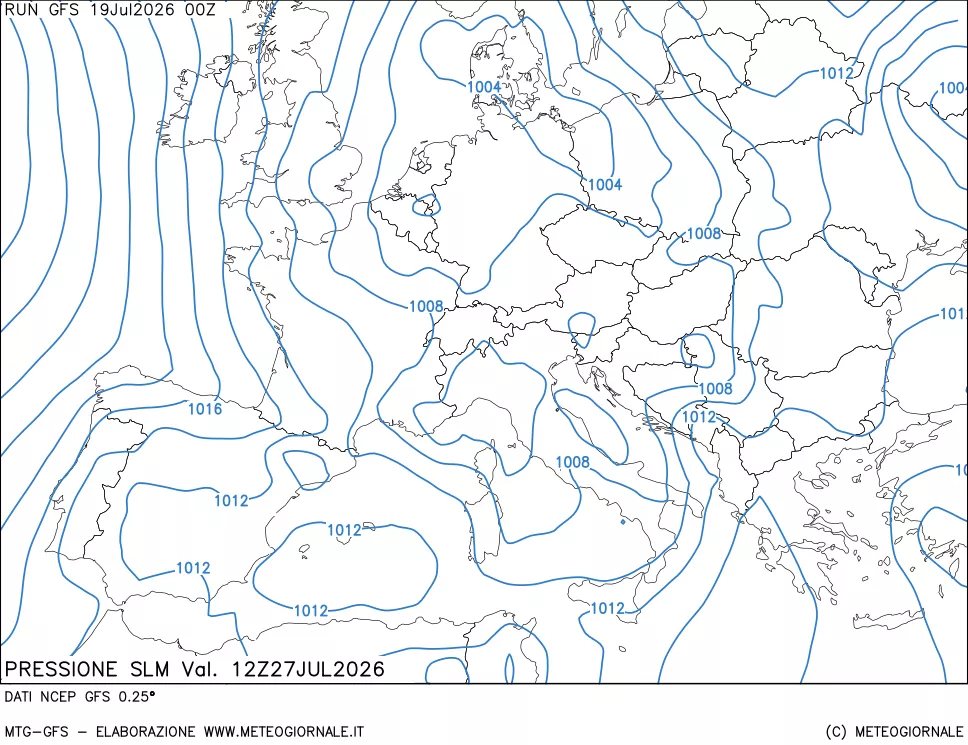 mappa Pressione sul livello del mare