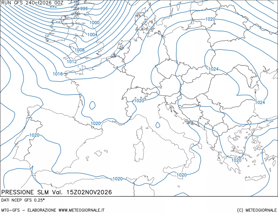 mappa Pressione sul livello del mare