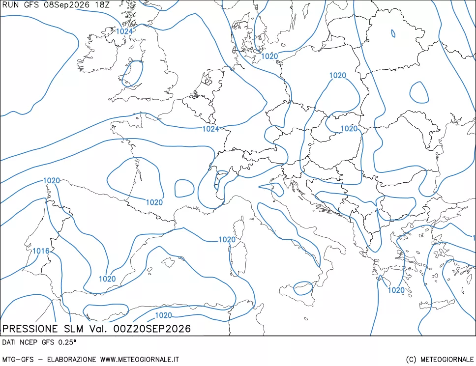 mappa Pressione sul livello del mare