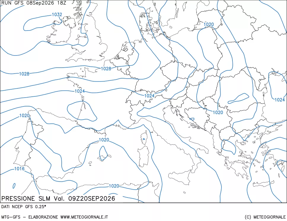 mappa Pressione sul livello del mare