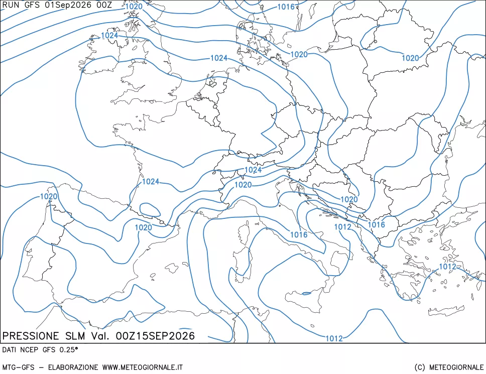 mappa Pressione sul livello del mare
