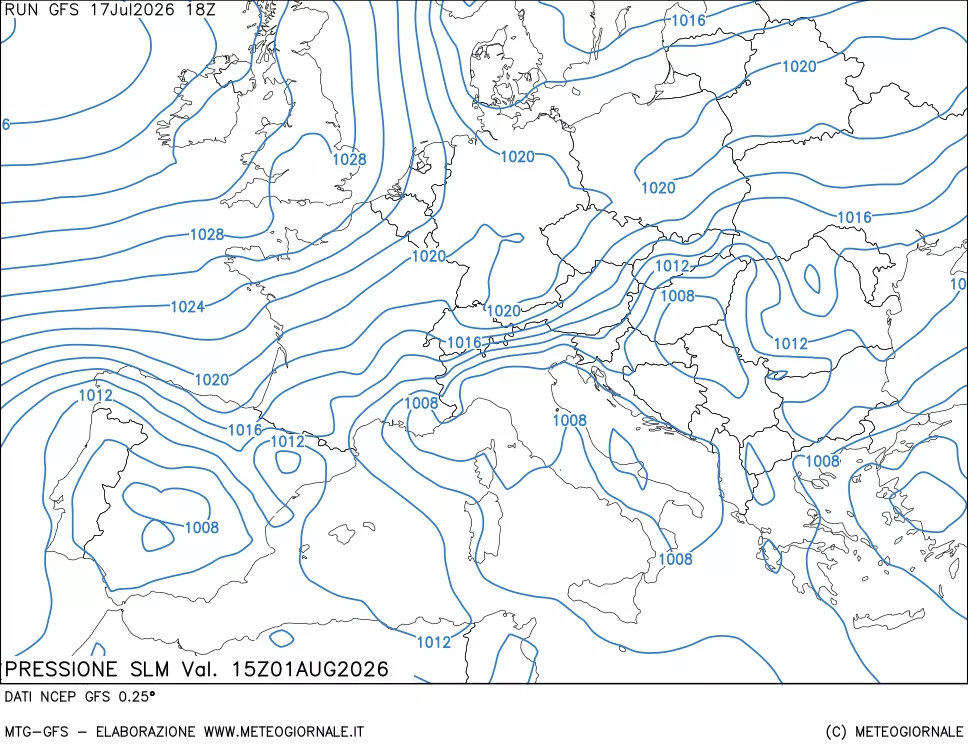 mappa Pressione sul livello del mare
