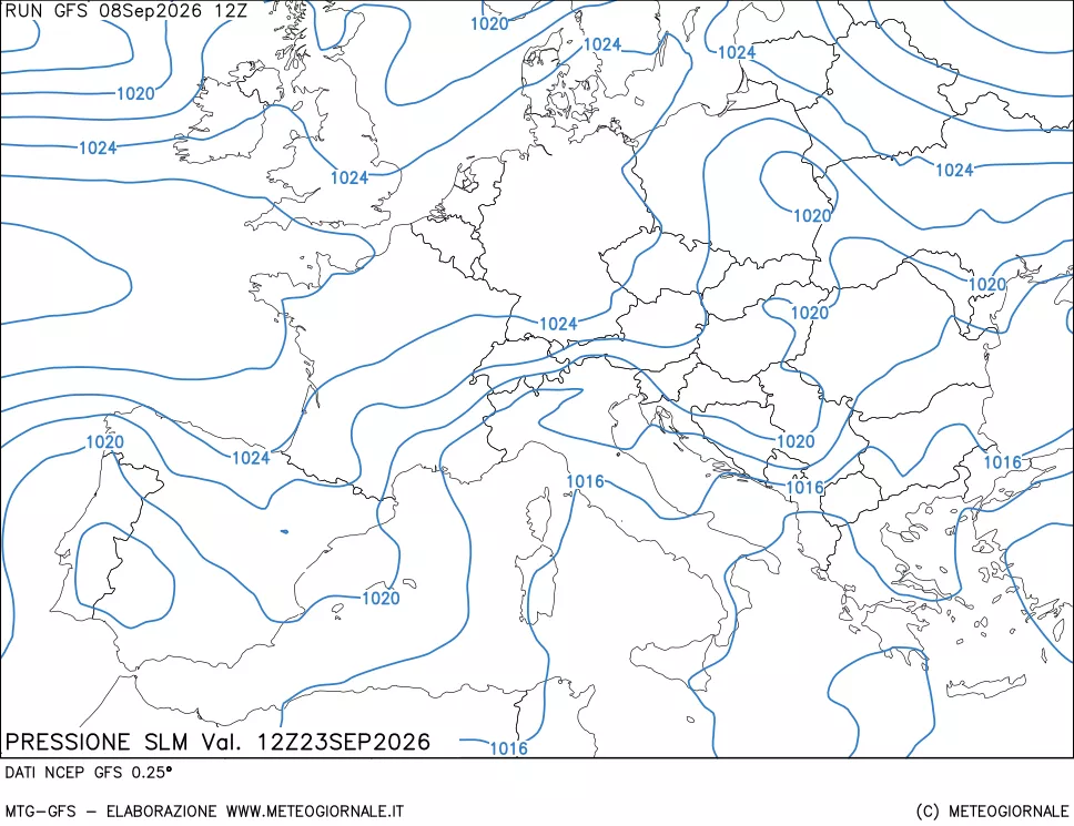mappa Pressione sul livello del mare