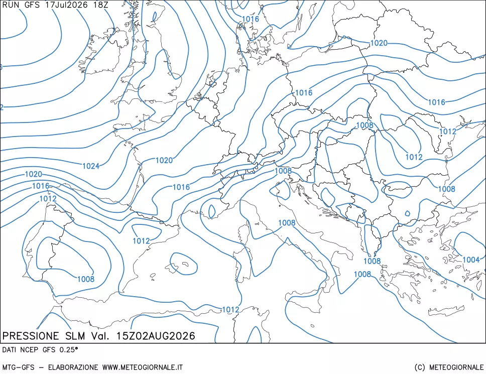 mappa Pressione sul livello del mare