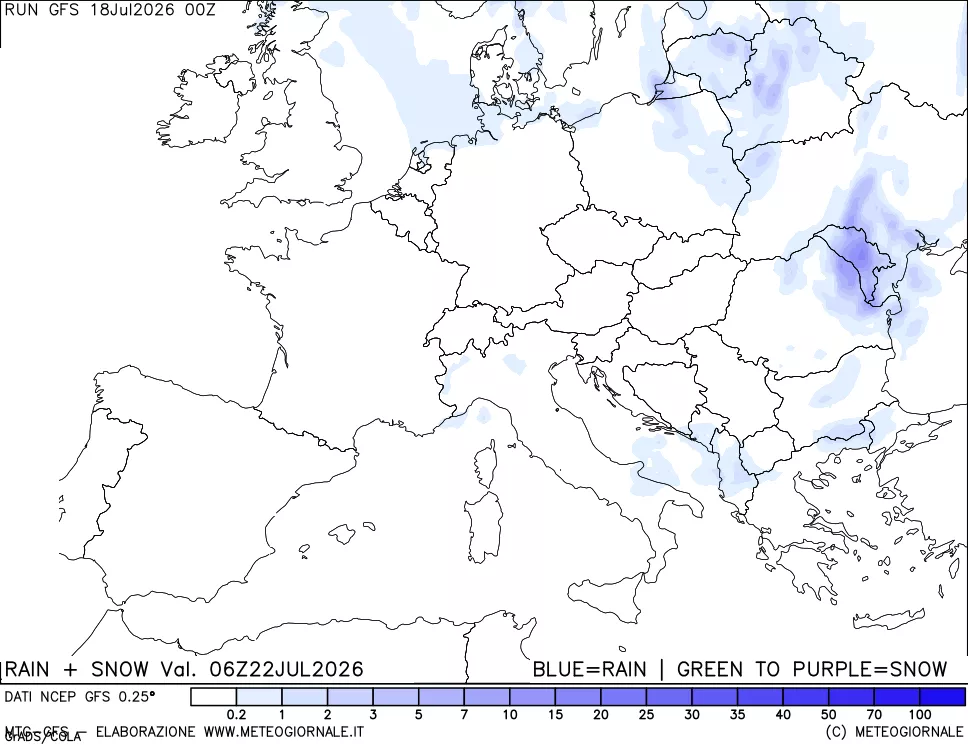 mappa Precipitazioni totali e nevose