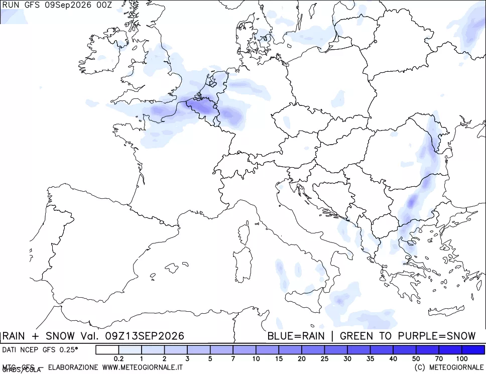 mappa Precipitazioni totali e nevose