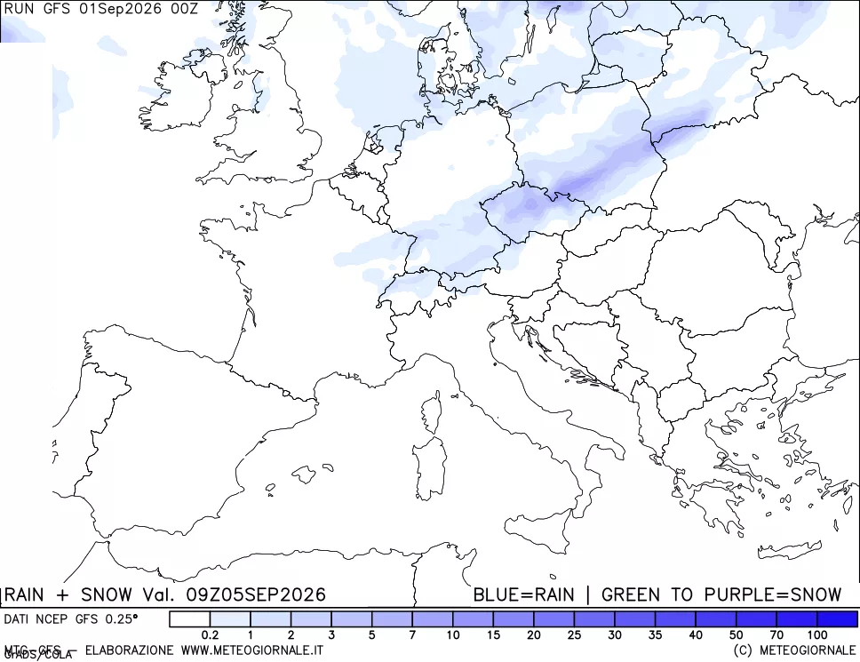 mappa Precipitazioni totali e nevose