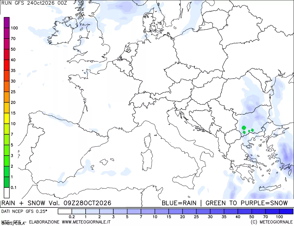 mappa Precipitazioni totali e nevose