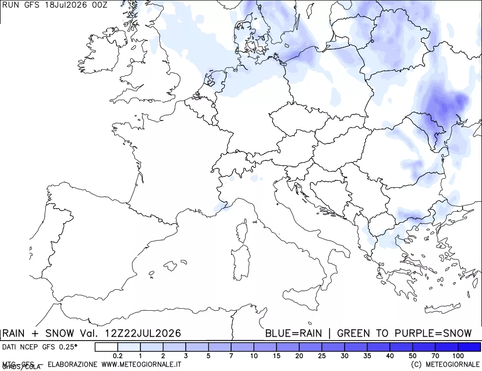 mappa Precipitazioni totali e nevose