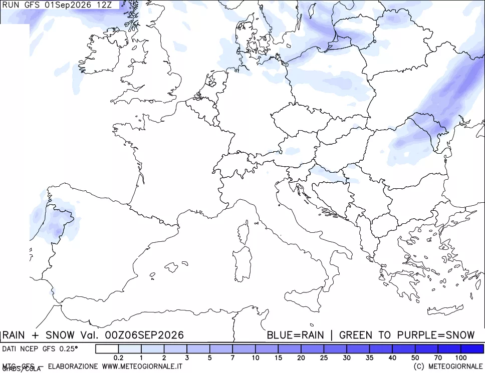 mappa Precipitazioni totali e nevose