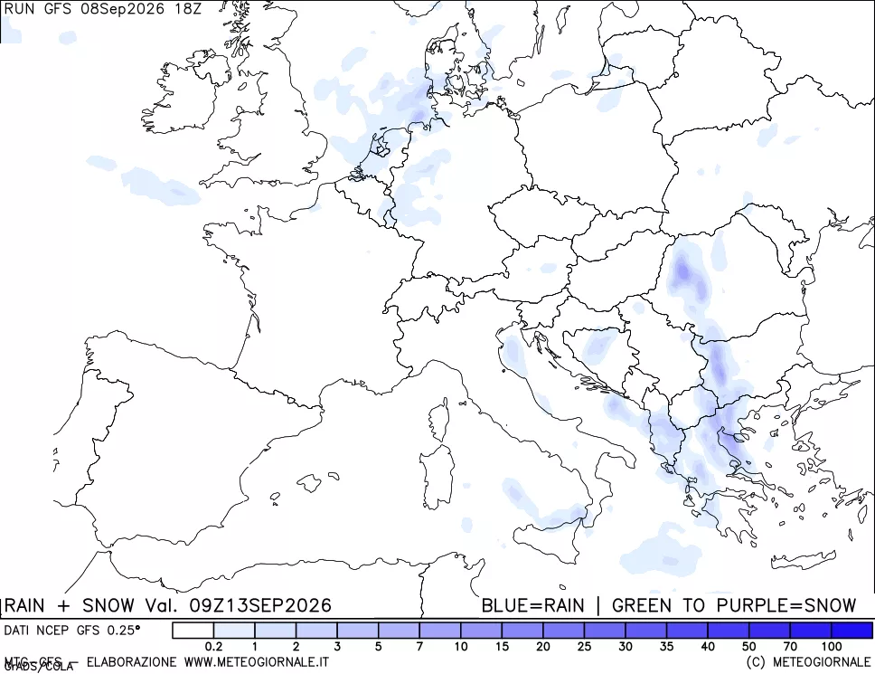 mappa Precipitazioni totali e nevose