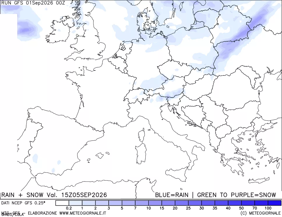 mappa Precipitazioni totali e nevose
