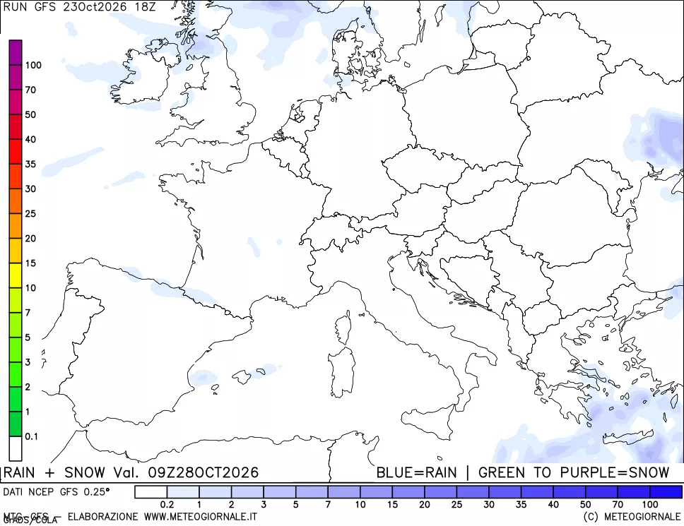 mappa Precipitazioni totali e nevose