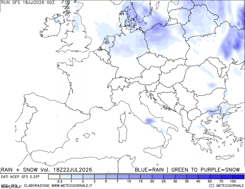 mappa Precipitazioni totali e nevose