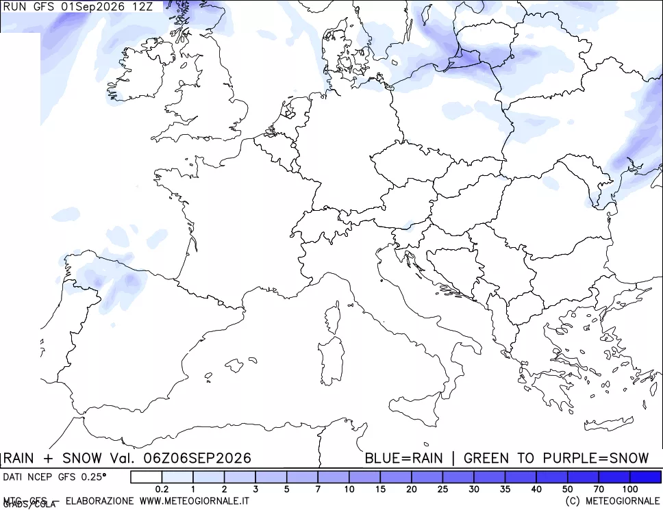 mappa Precipitazioni totali e nevose
