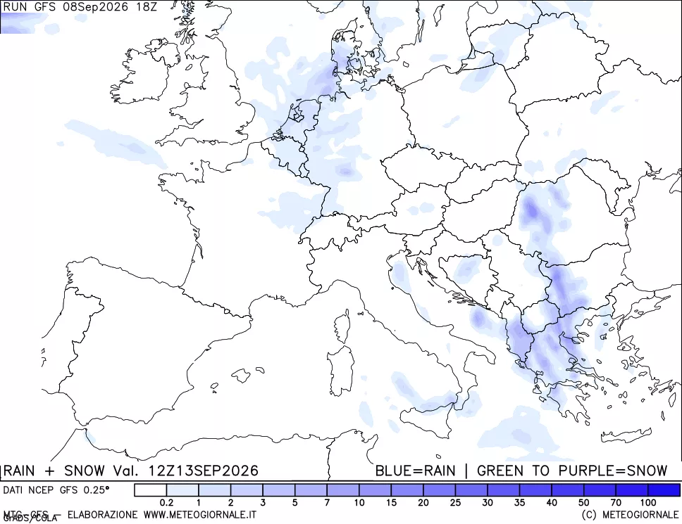 mappa Precipitazioni totali e nevose