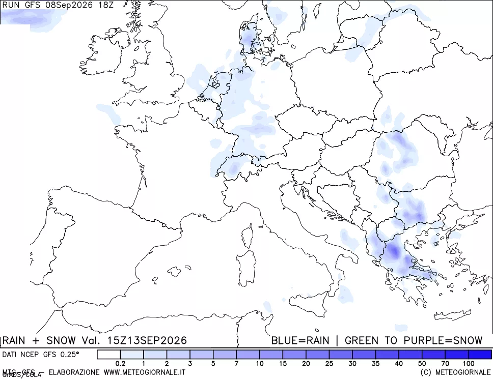 mappa Precipitazioni totali e nevose