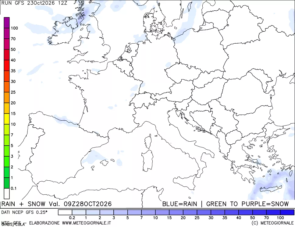 mappa Precipitazioni totali e nevose