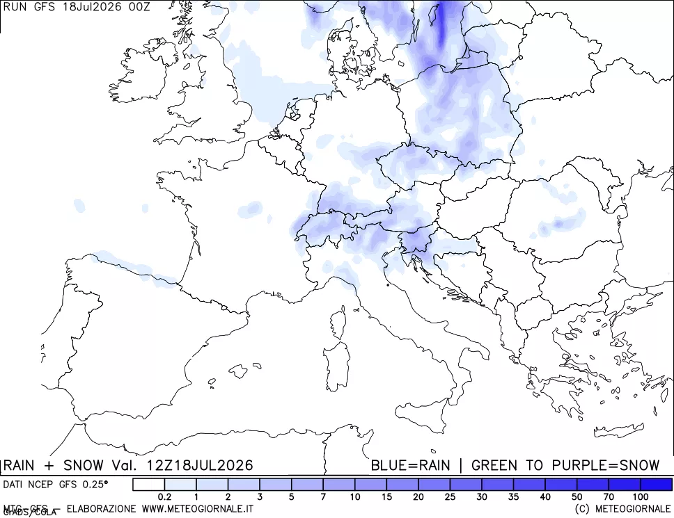 mappa Precipitazioni totali e nevose