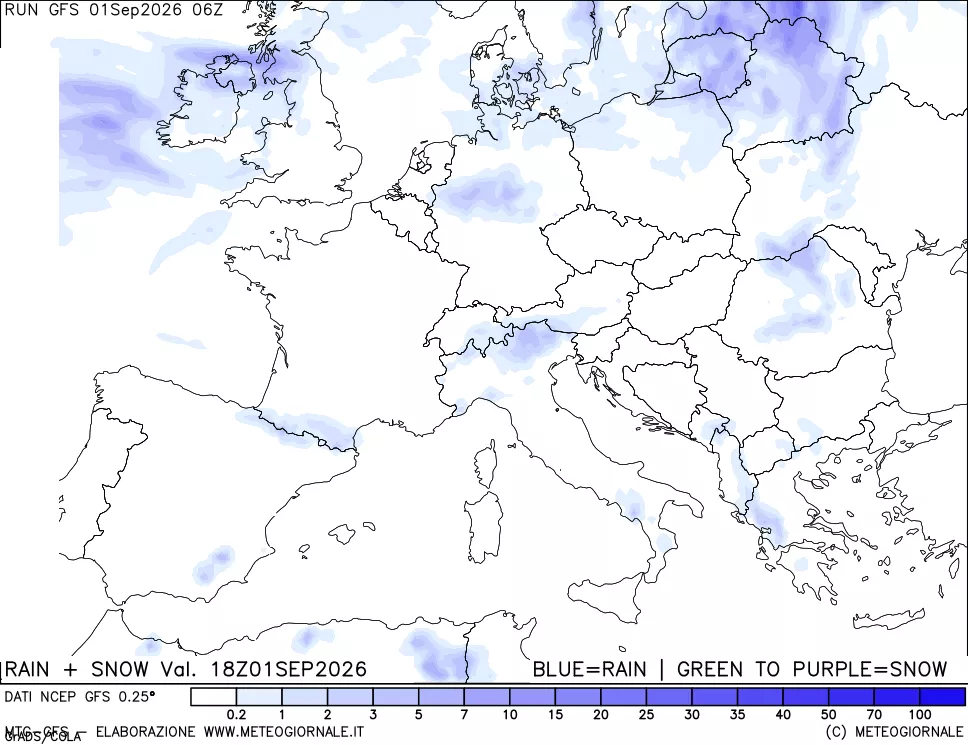 mappa Precipitazioni totali e nevose