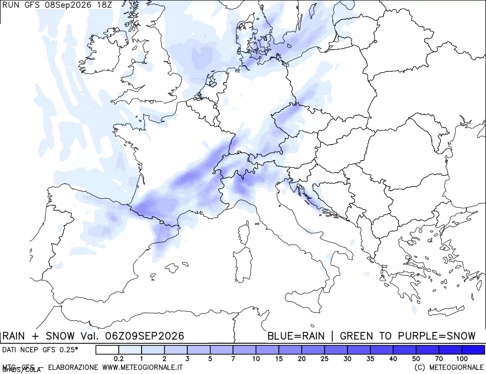 mappa Precipitazioni totali e nevose