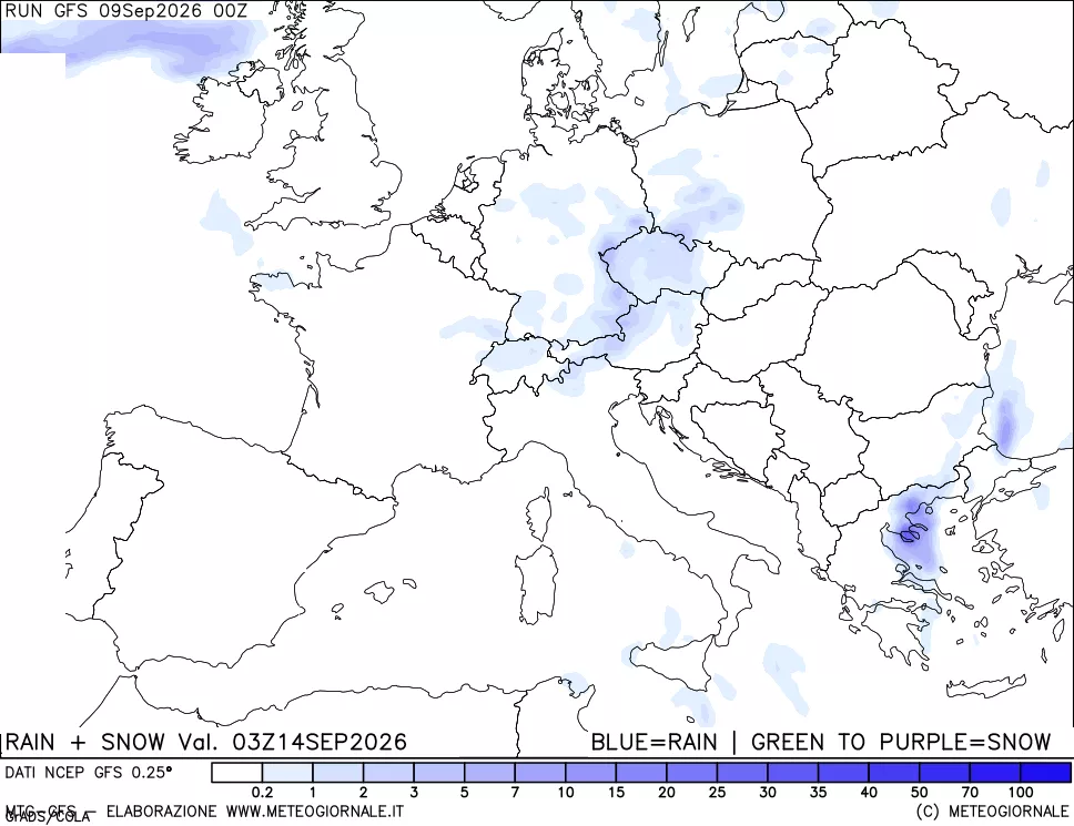 mappa Precipitazioni totali e nevose