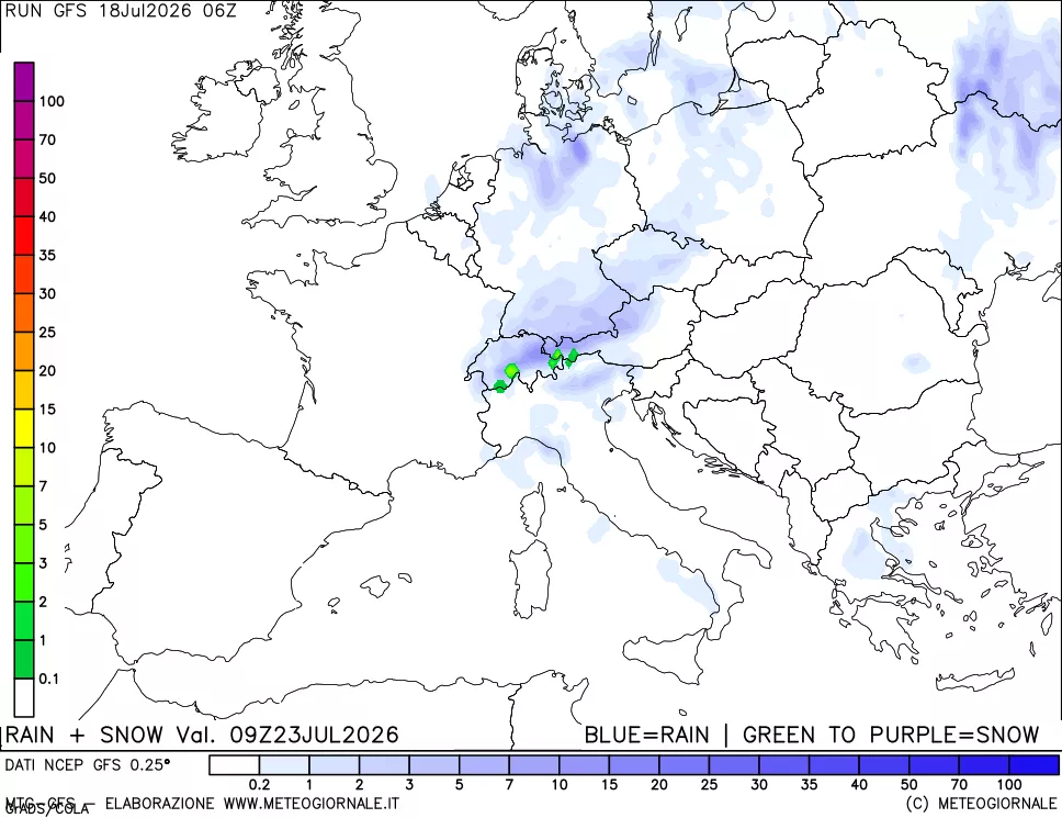 mappa Precipitazioni totali e nevose