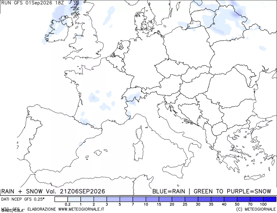 mappa Precipitazioni totali e nevose
