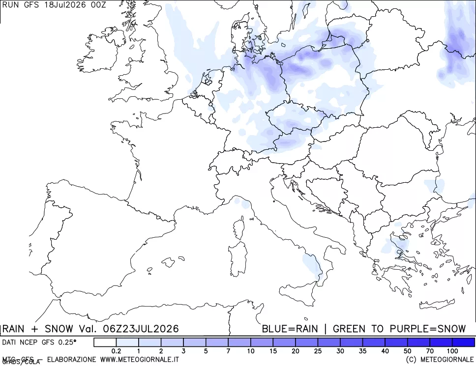 mappa Precipitazioni totali e nevose