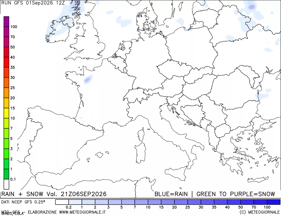 mappa Precipitazioni totali e nevose