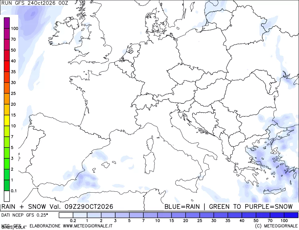 mappa Precipitazioni totali e nevose