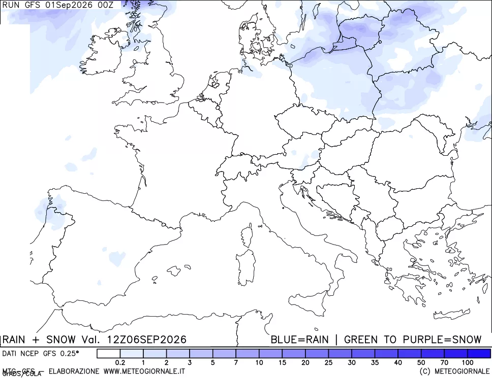 mappa Precipitazioni totali e nevose