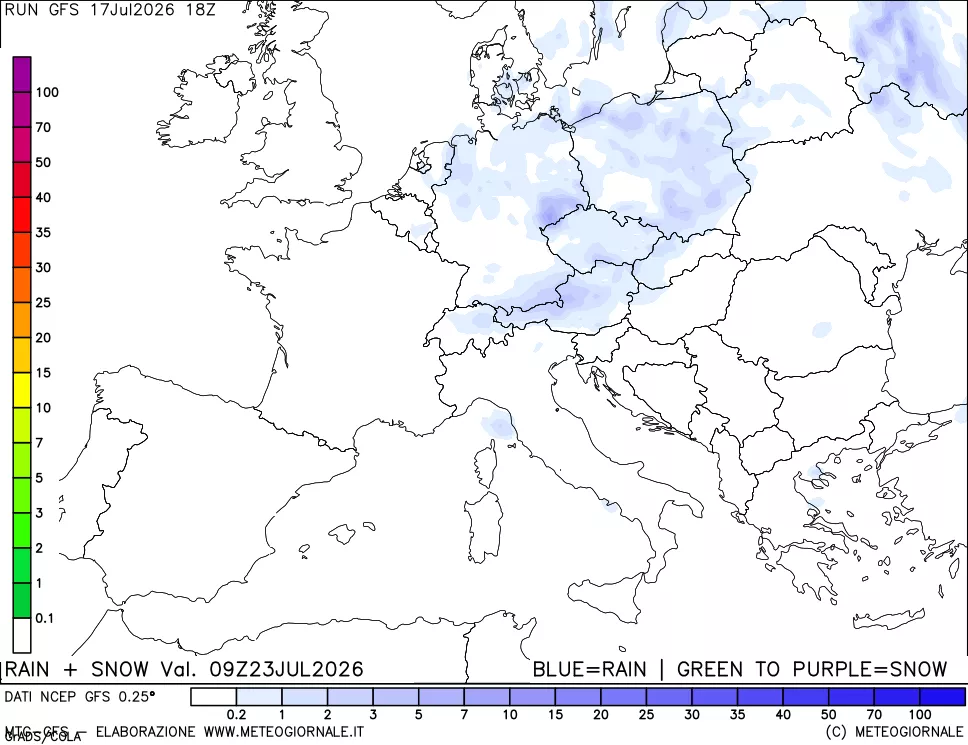 mappa Precipitazioni totali e nevose