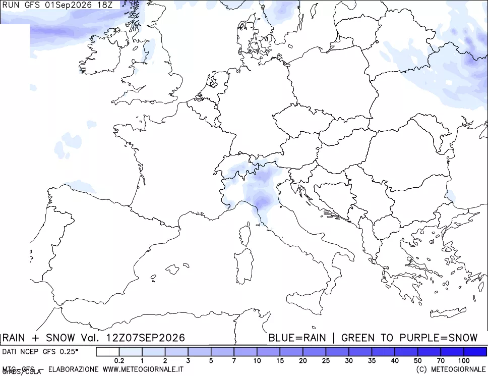 mappa Precipitazioni totali e nevose