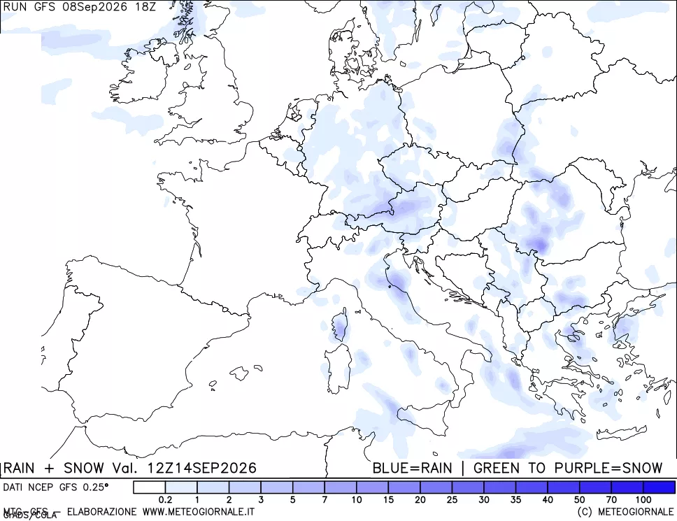 mappa Precipitazioni totali e nevose