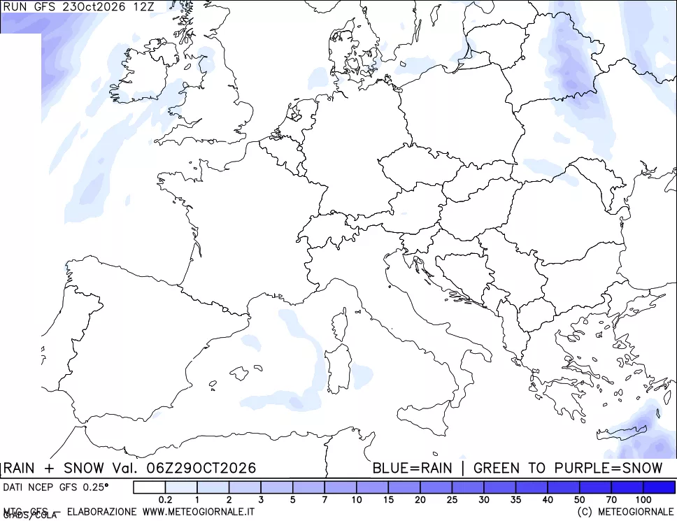 mappa Precipitazioni totali e nevose