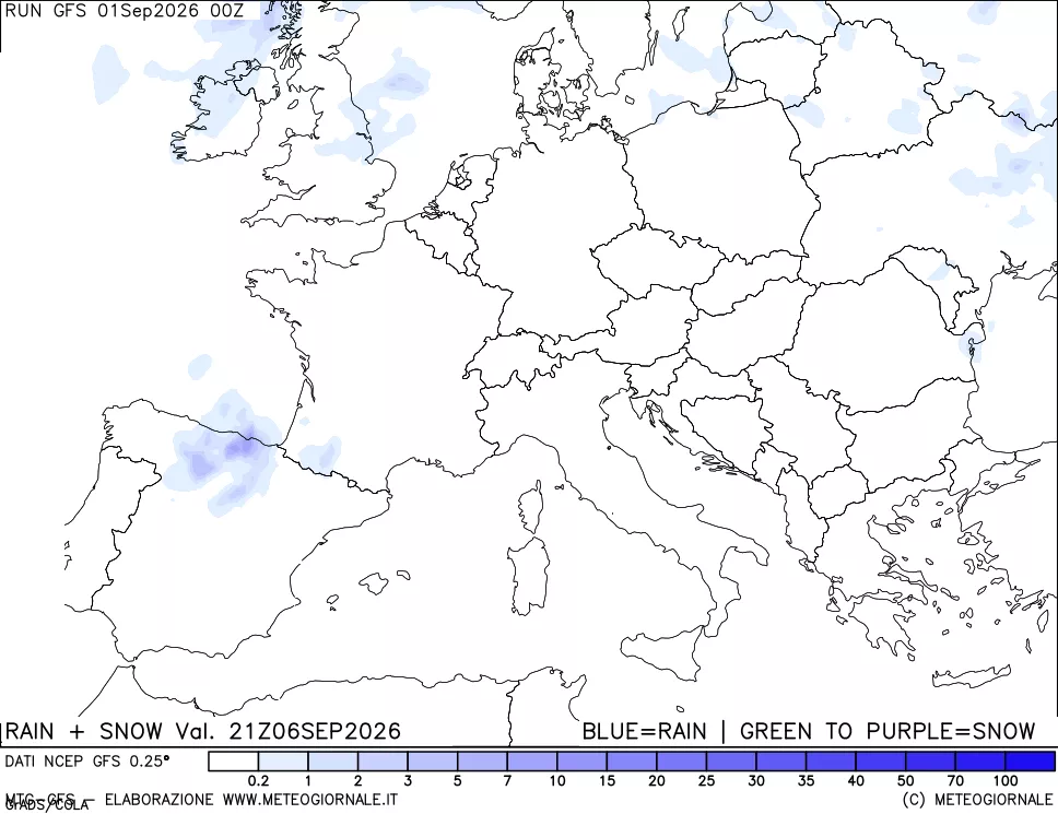 mappa Precipitazioni totali e nevose