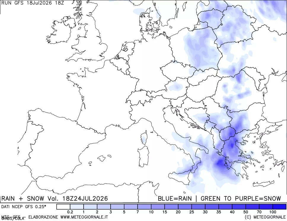 mappa Precipitazioni totali e nevose