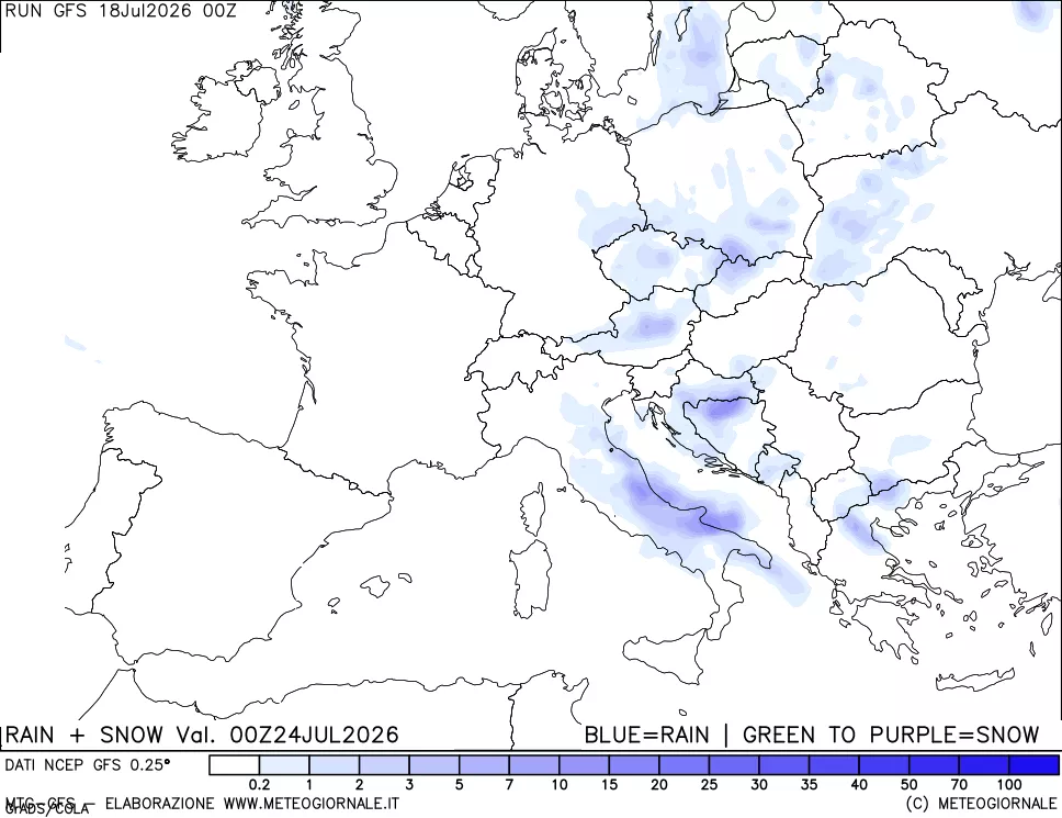mappa Precipitazioni totali e nevose