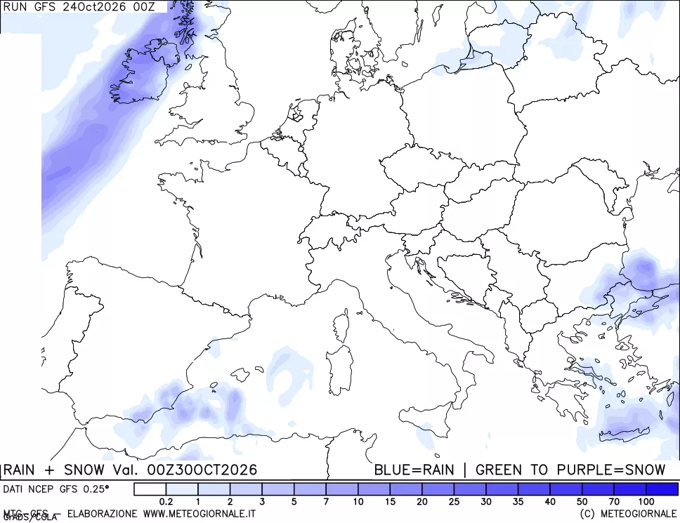mappa Precipitazioni totali e nevose