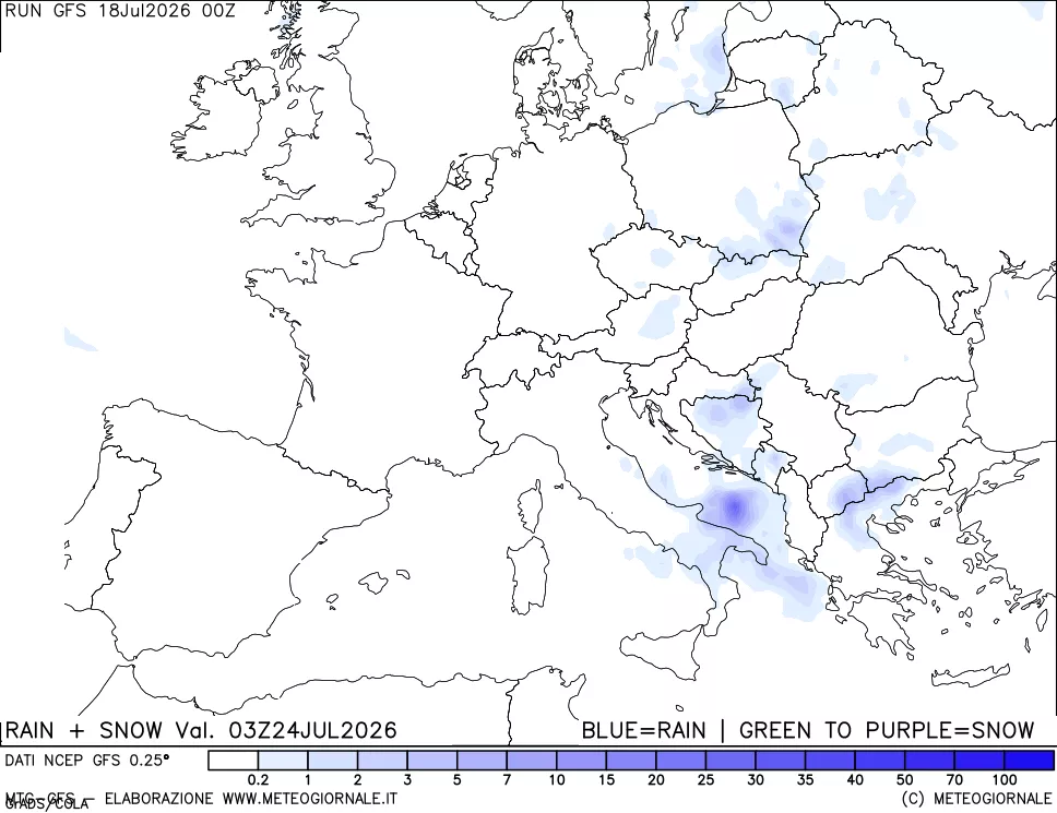 mappa Precipitazioni totali e nevose