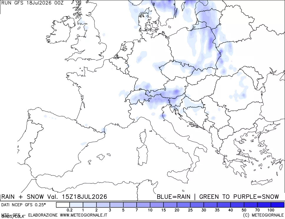 mappa Precipitazioni totali e nevose