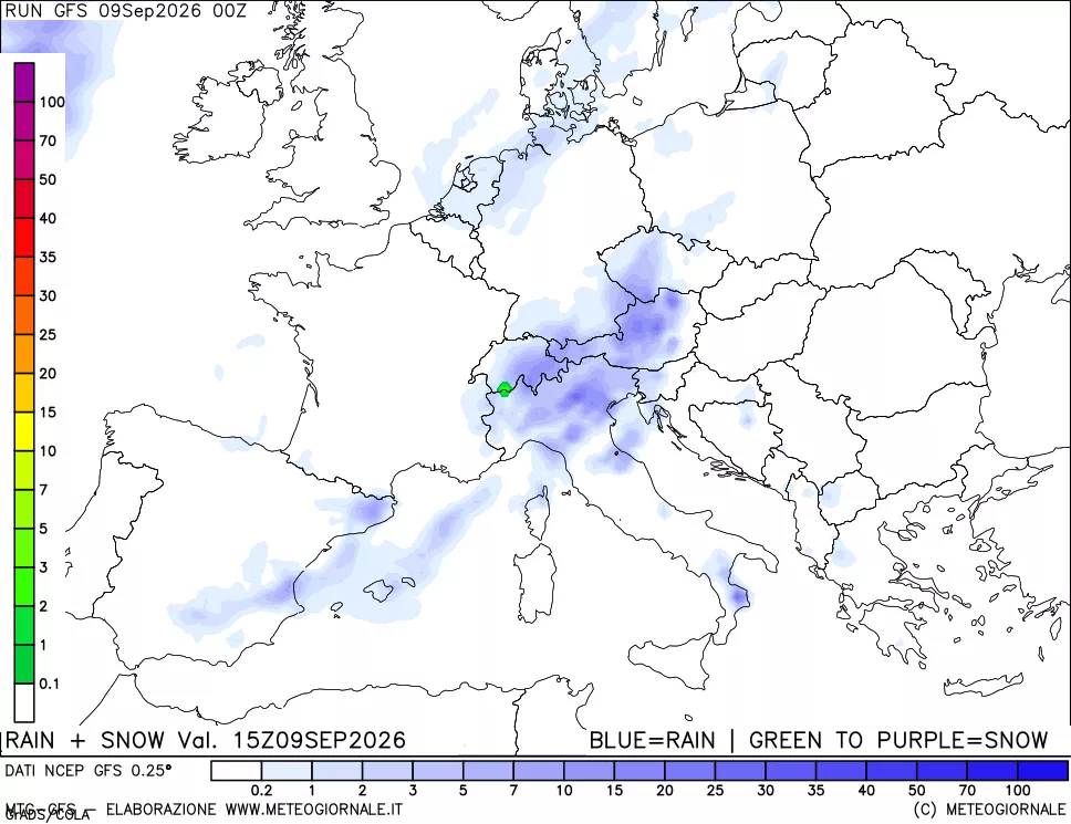 mappa Precipitazioni totali e nevose