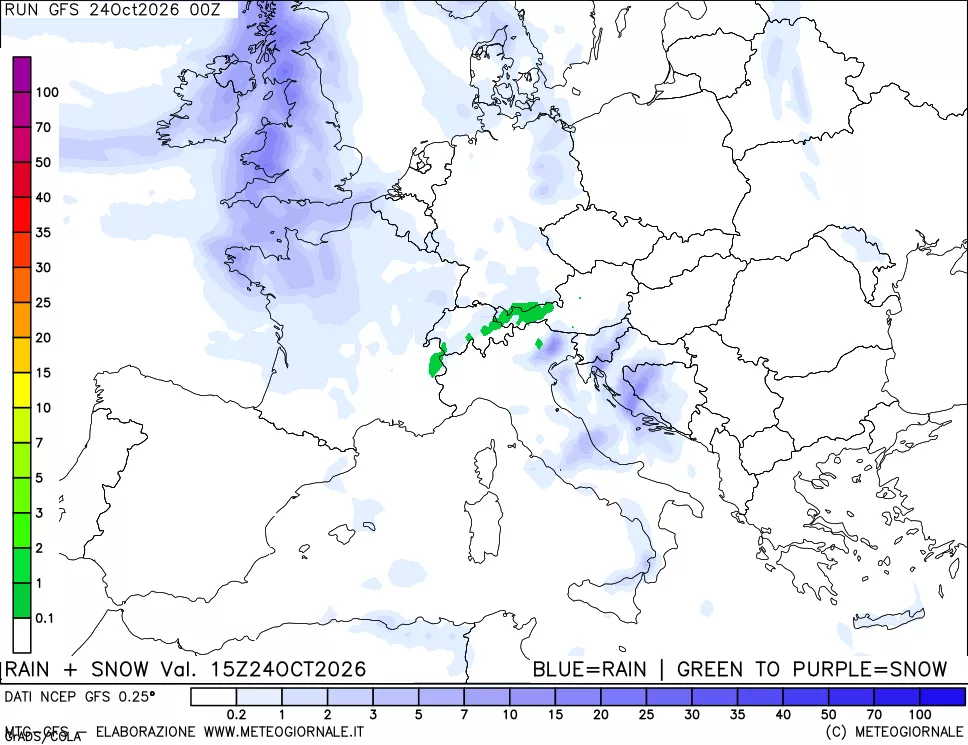 mappa Precipitazioni totali e nevose