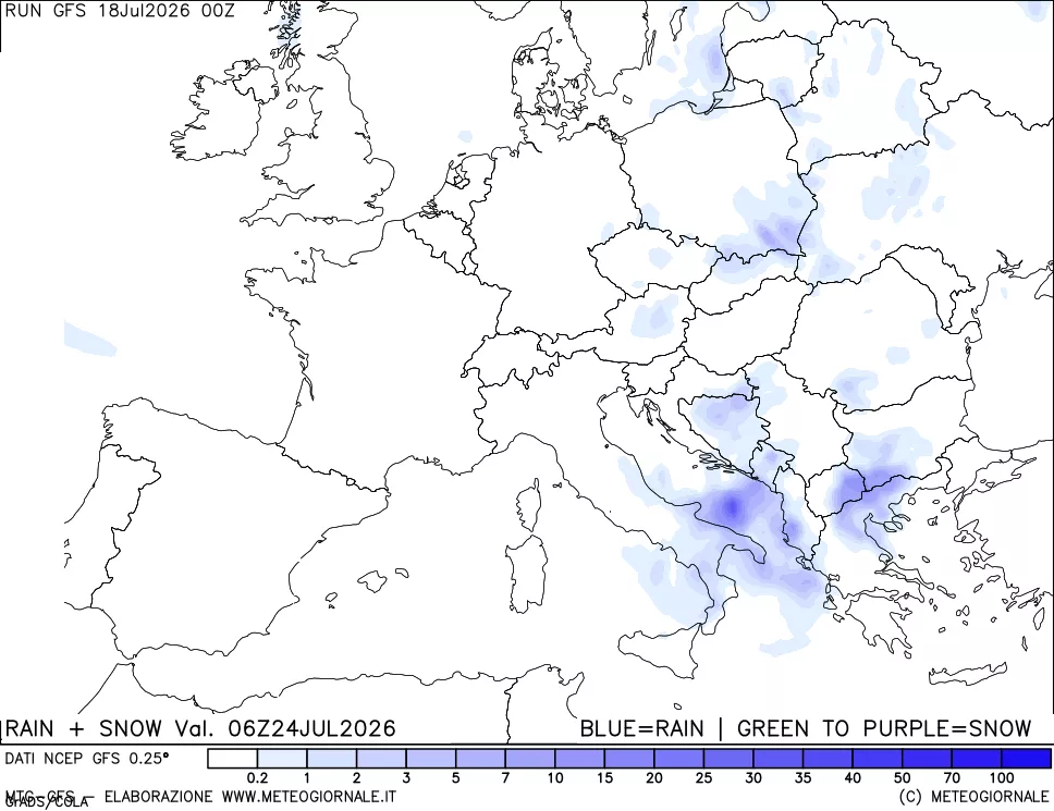 mappa Precipitazioni totali e nevose