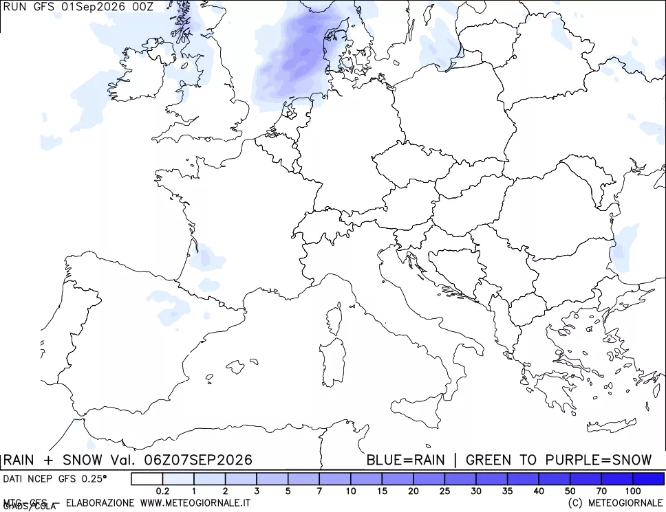mappa Precipitazioni totali e nevose