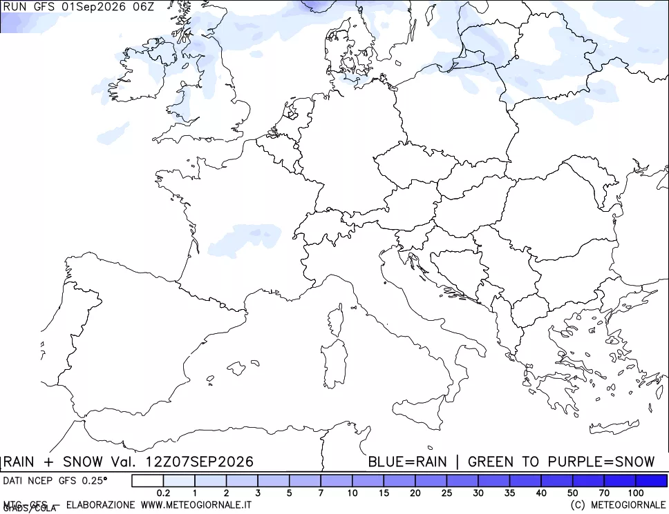 mappa Precipitazioni totali e nevose