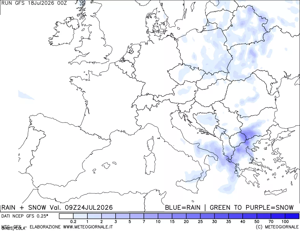 mappa Precipitazioni totali e nevose